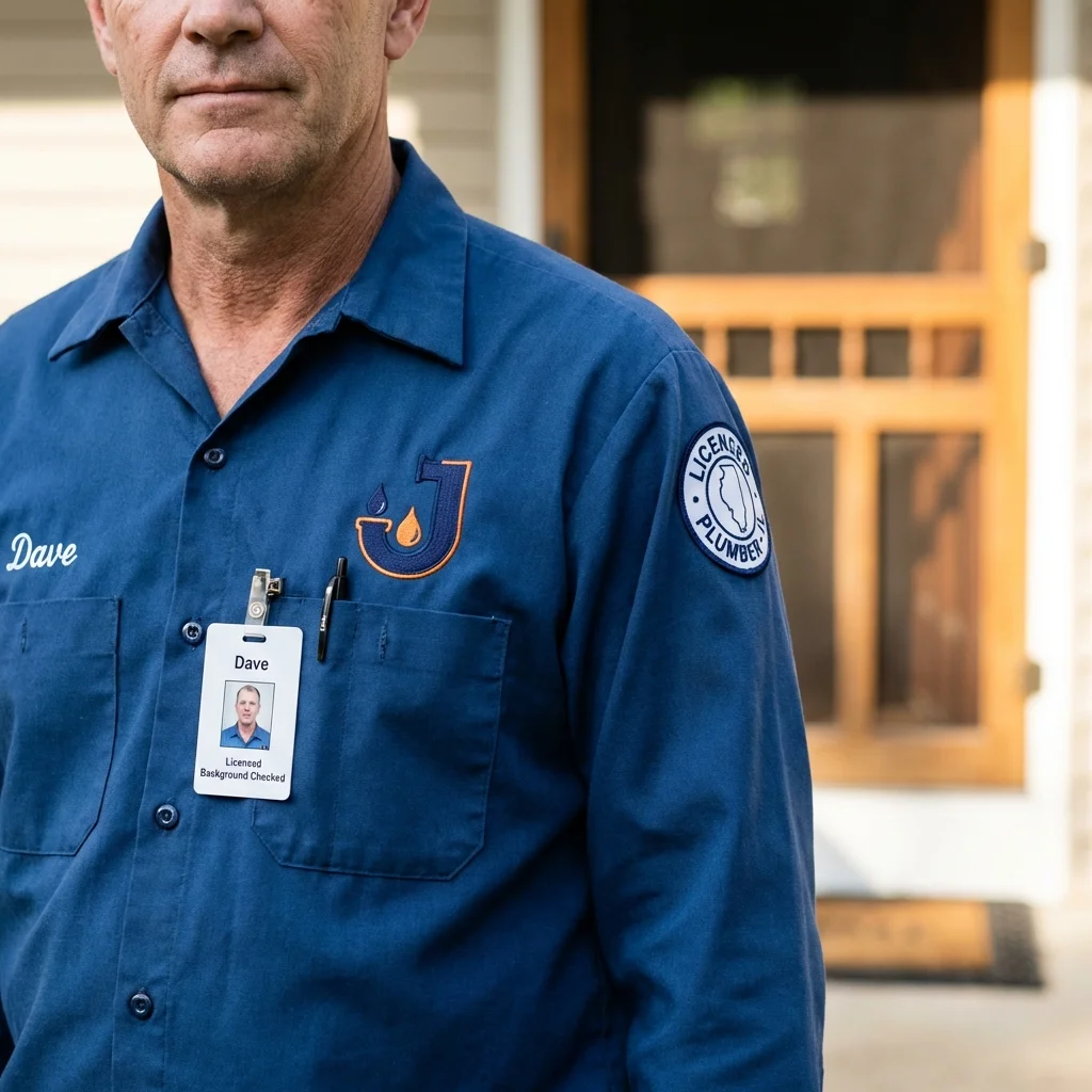 Licensed plumber showing ID badge in Ligonier, PA