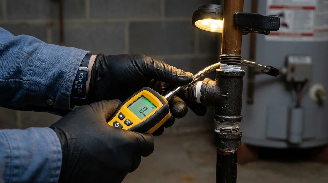 Gas leak detection with electronic sniffer by Johns Plumbing LLC in Ligonier